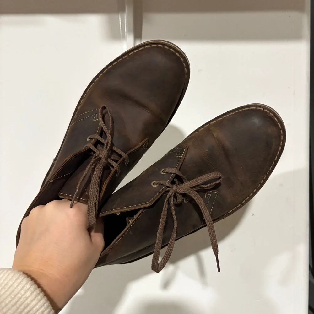 Clarks Bushacre 2 Mens 8.5 Brown Leather Chukka Desert Boots Casual Brown Lace